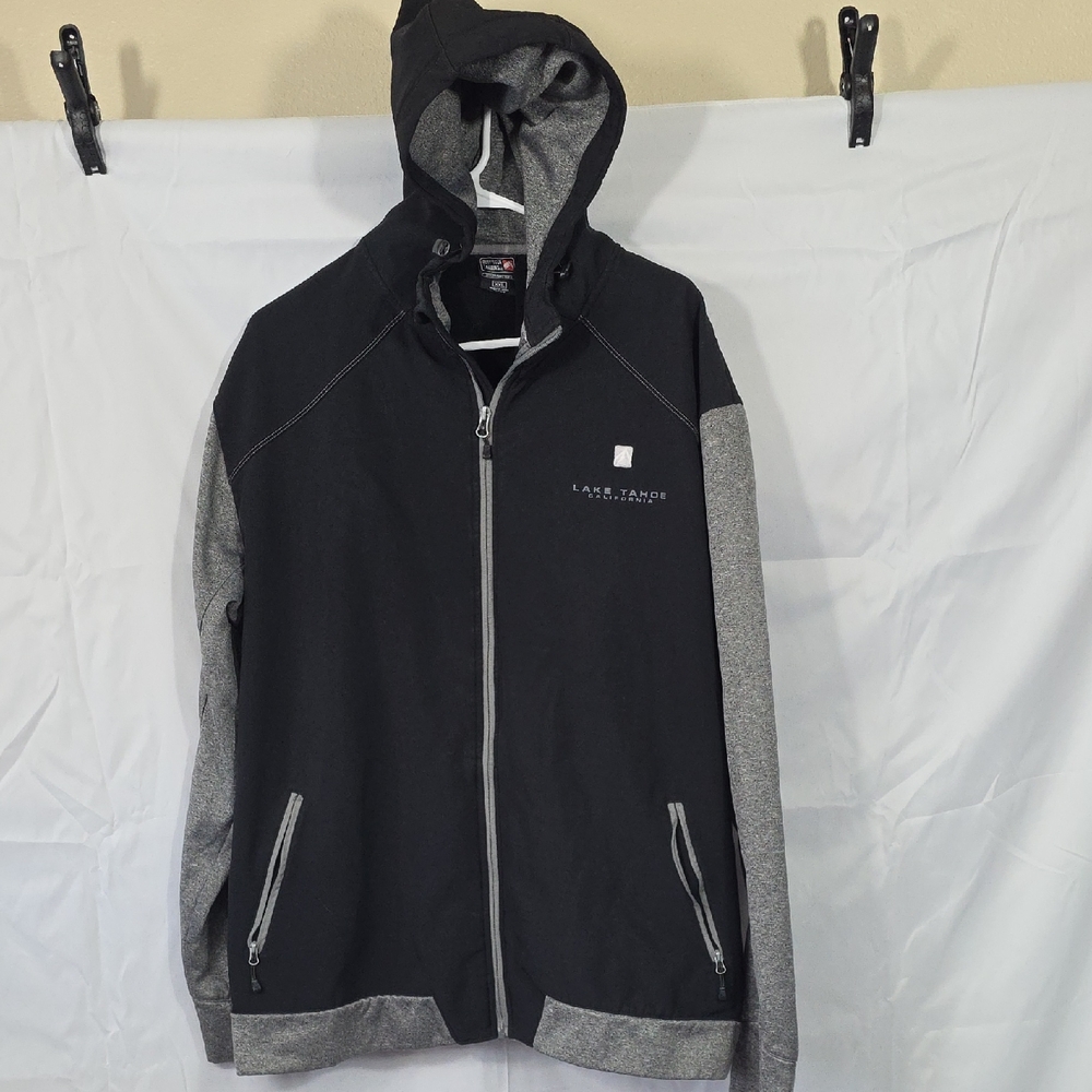 Lake Tahoe California Zip Up Men's Black & Gray Hoodie Jacket Size XXL (M178)
